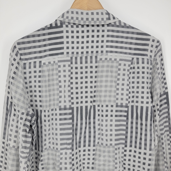 Equipment Femme silk button down shirt blouse top grey modern print geometric - Picture 7 of 8